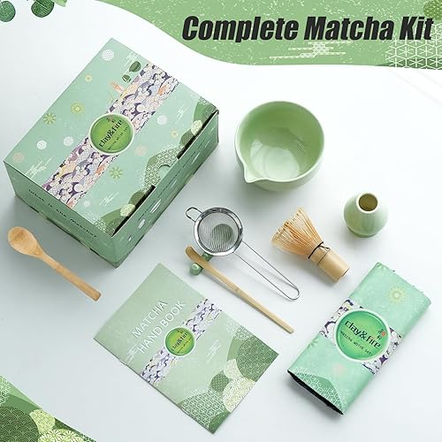 Miniatura 2 de Clay&Fire Juego de batidor de matcha, juego de matcha de cerámica, cuenco de matcha con boquilla y batidor, kit de té Matcha de 9 piezas para los