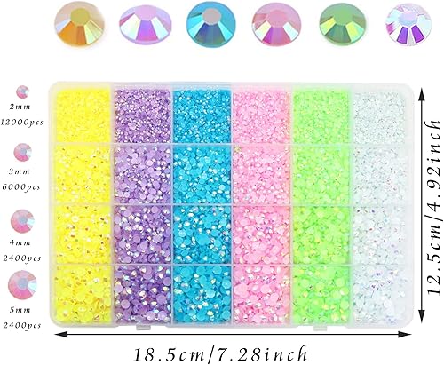 Miniatura 6 de 22800 diamantes de imitación arcoíris para manualidades, diseño de uñas, varios tamaños, diamantes de imitación con parte trasera plana, diamantes