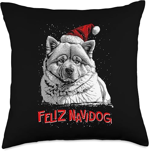 BCC Chow Chow Shirts & Asian Dog Lover Gifts Chow Santa Claus Hat Merry Christmas X-Mas Dogs Throw Pillow, 18x18, Multicolor