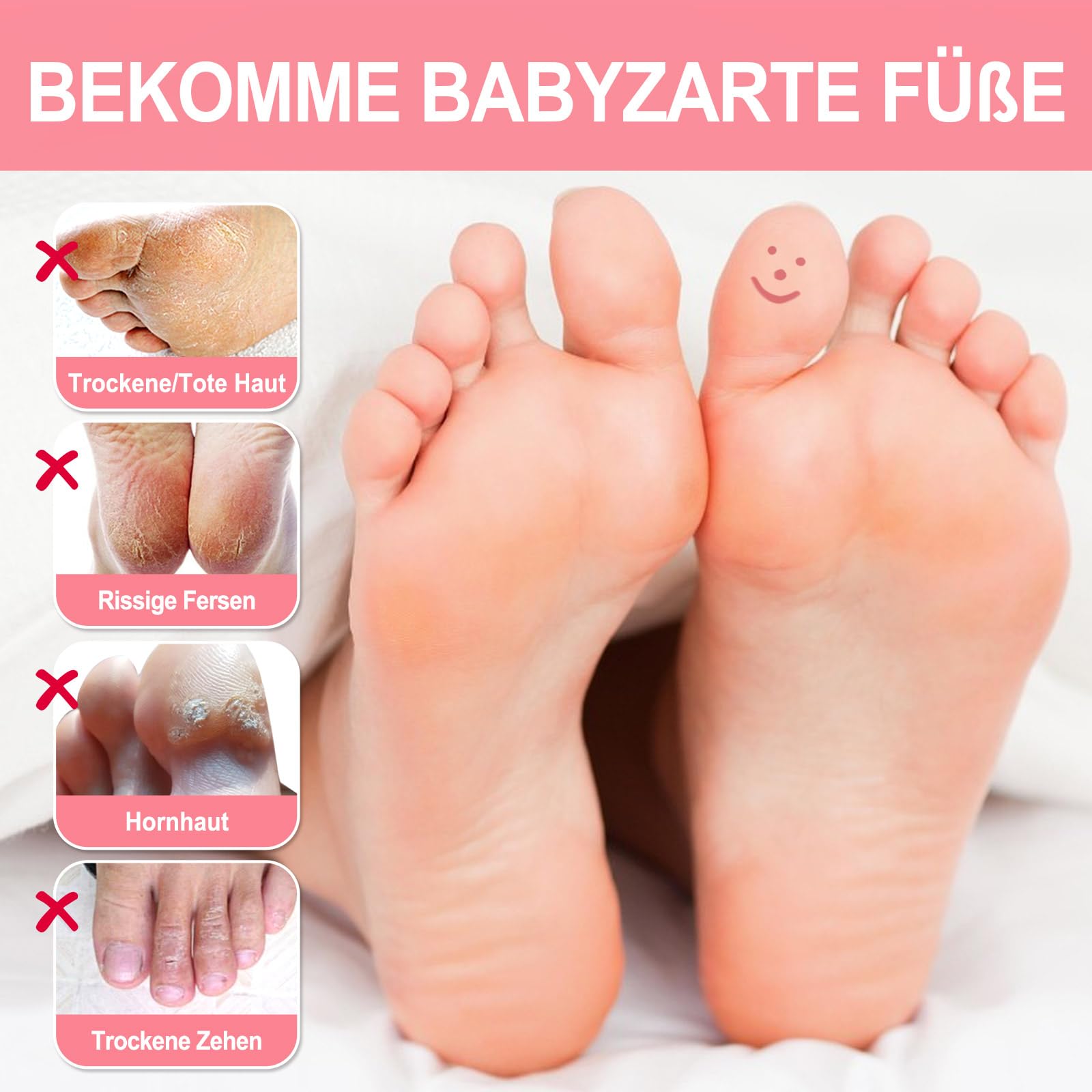 JVR Fußmaske, 3 Paar Milchsäure Fußpeeling Maske, Feuchtigkeitsspendende Fussmaske, Hornhaut Socken, Natürlich & Sanft Fußpflege, zur Entfernung von Hornhaut, Repariert Raue Fersen