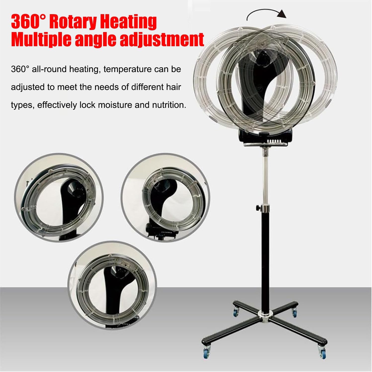 3-in-1 Professional Wall Mount Hair Dryer with Adjustable Timer & Temperature, 950W/1200W Orbiting LCD Display, Salon Spa Color Processor, Floor-Stand Heater