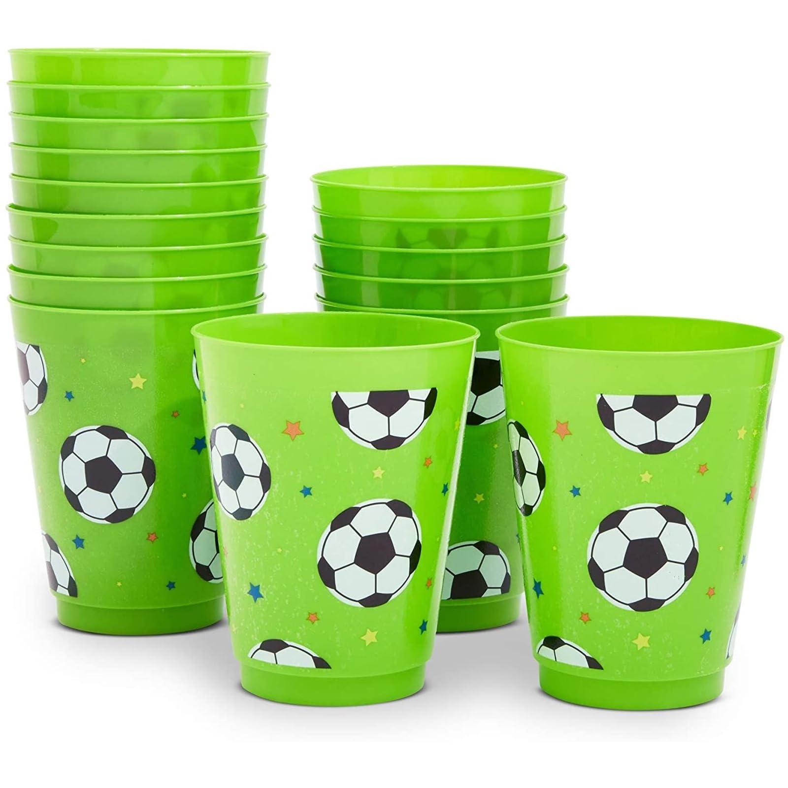 Bicchieri Di Plastica Riutilizzabili Blue Panda Soccer - Confezione Da 16 - Verde-image