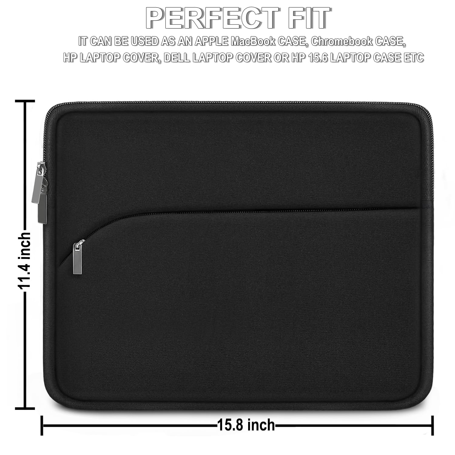 TEDNETGO Laptop Sleeve 15.6 Inch – Protective Carrying Case With Front Pocket For MacBook, HP, Dell, Lenovo, Asus