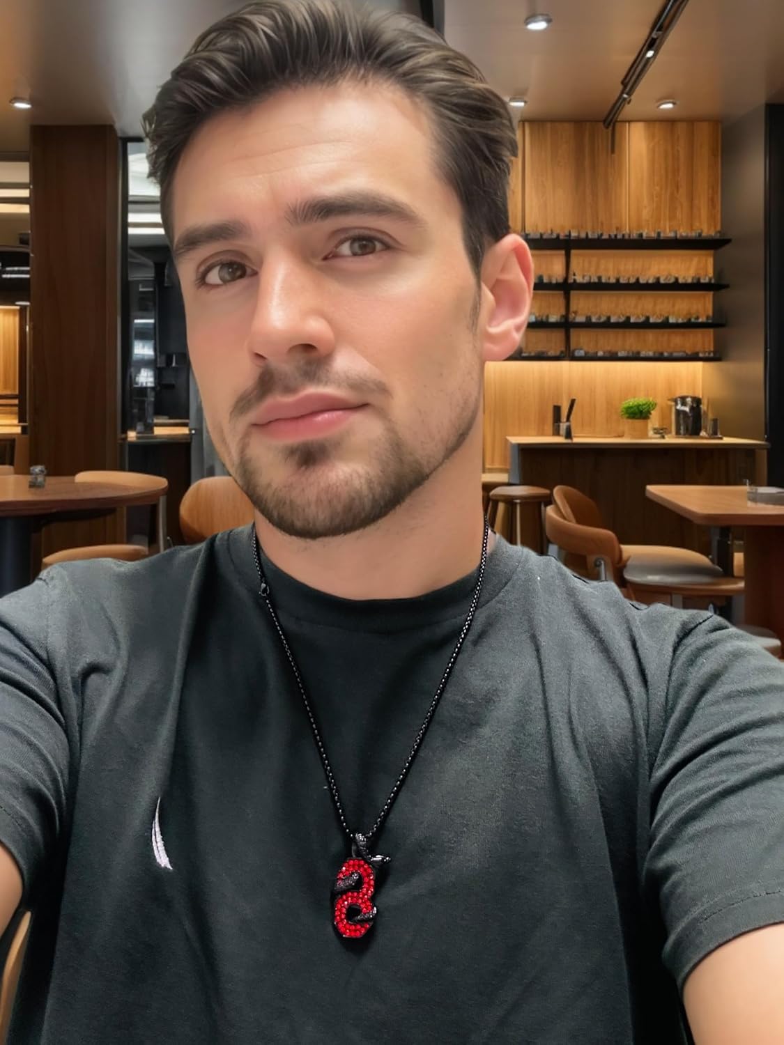 ROWIN&CO Iced Out 8 Baseball Jersey Number Necklace Stainless Steel 18k Gold/Black/Rainbow Hip hop CZ Pendant for Men Women Snake Mamba Chain Length 24" - Image 6