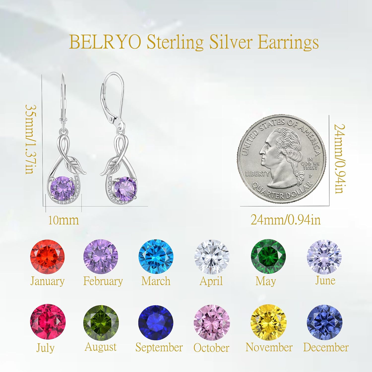 Infinity Dangle Drop Earrings 925 Sterling Silver Leverback Earrings with Leaf Cubic Zirconia Drop Earrings Anniversary Jewelry for Women