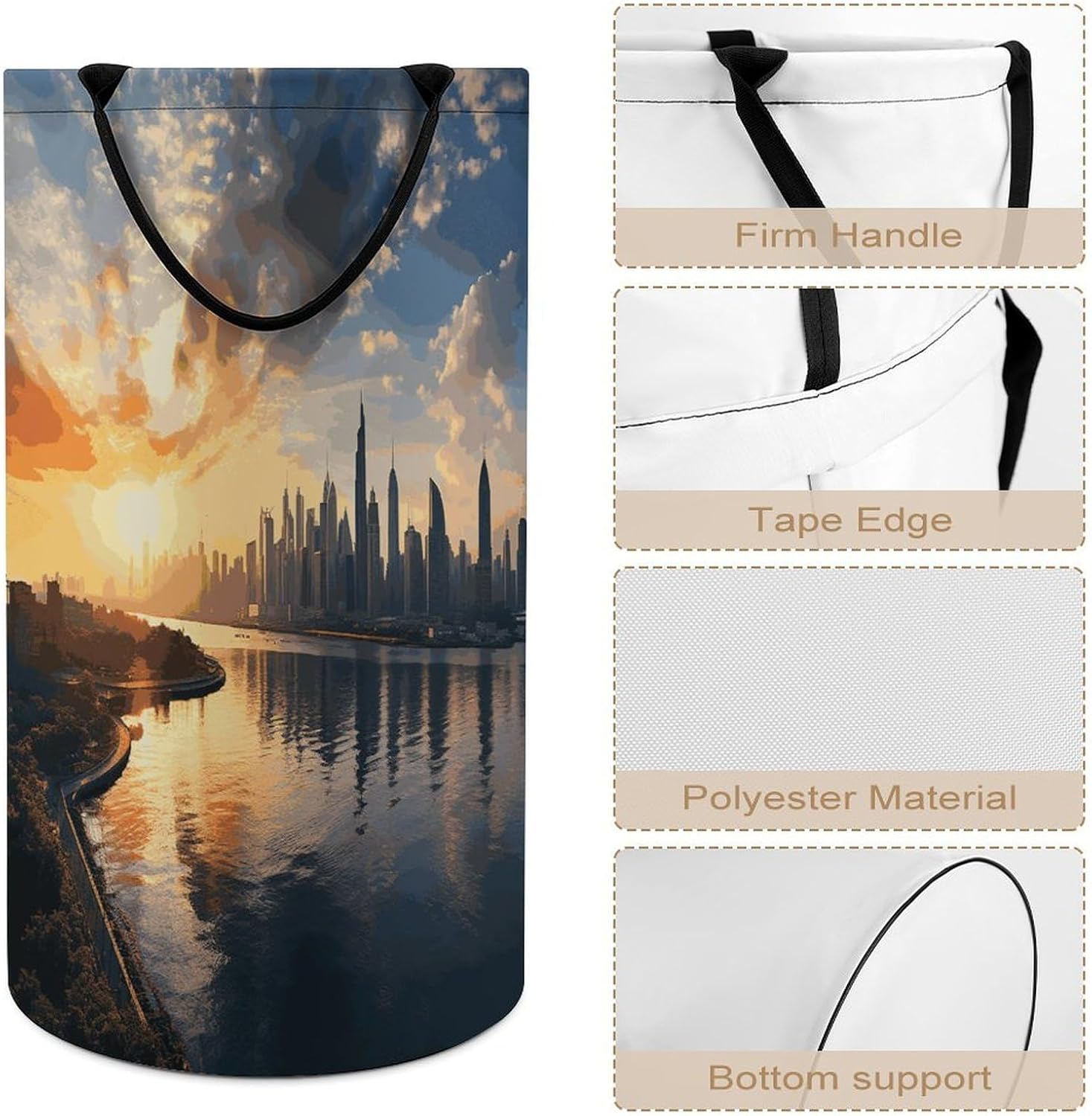 New York in The Sunset Laundry Basket Waterproof And Moisture-Proof Storage Bins Collapsible Round Laundry Hamper Perfect for Toys, Clothes And Sundries