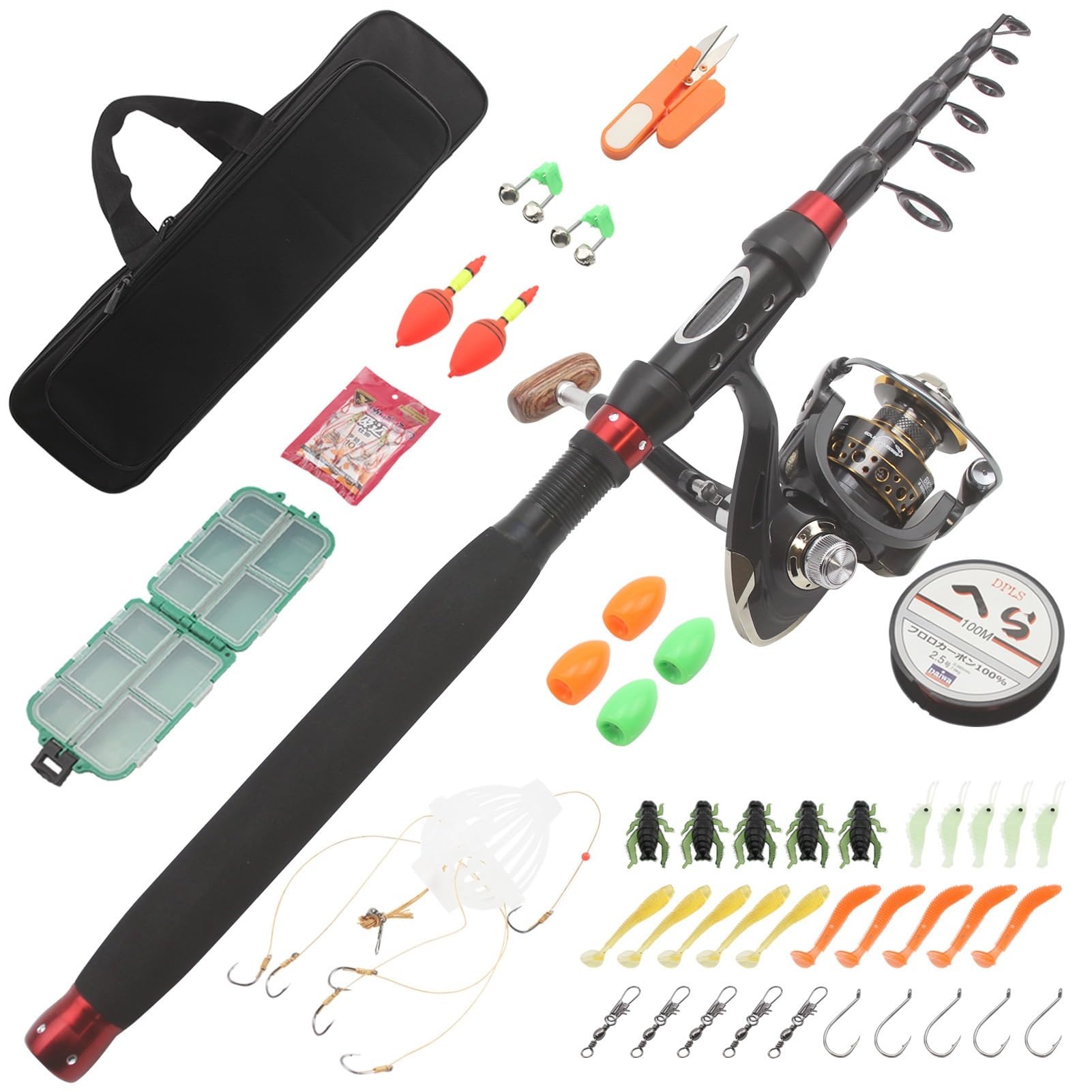 Caña para Pescar panfish Cómodo Mango extendido Carbono Sección Corta Contracción Juego de caña de señuelo Caña de lanzar Corta Caña para baitcasting
