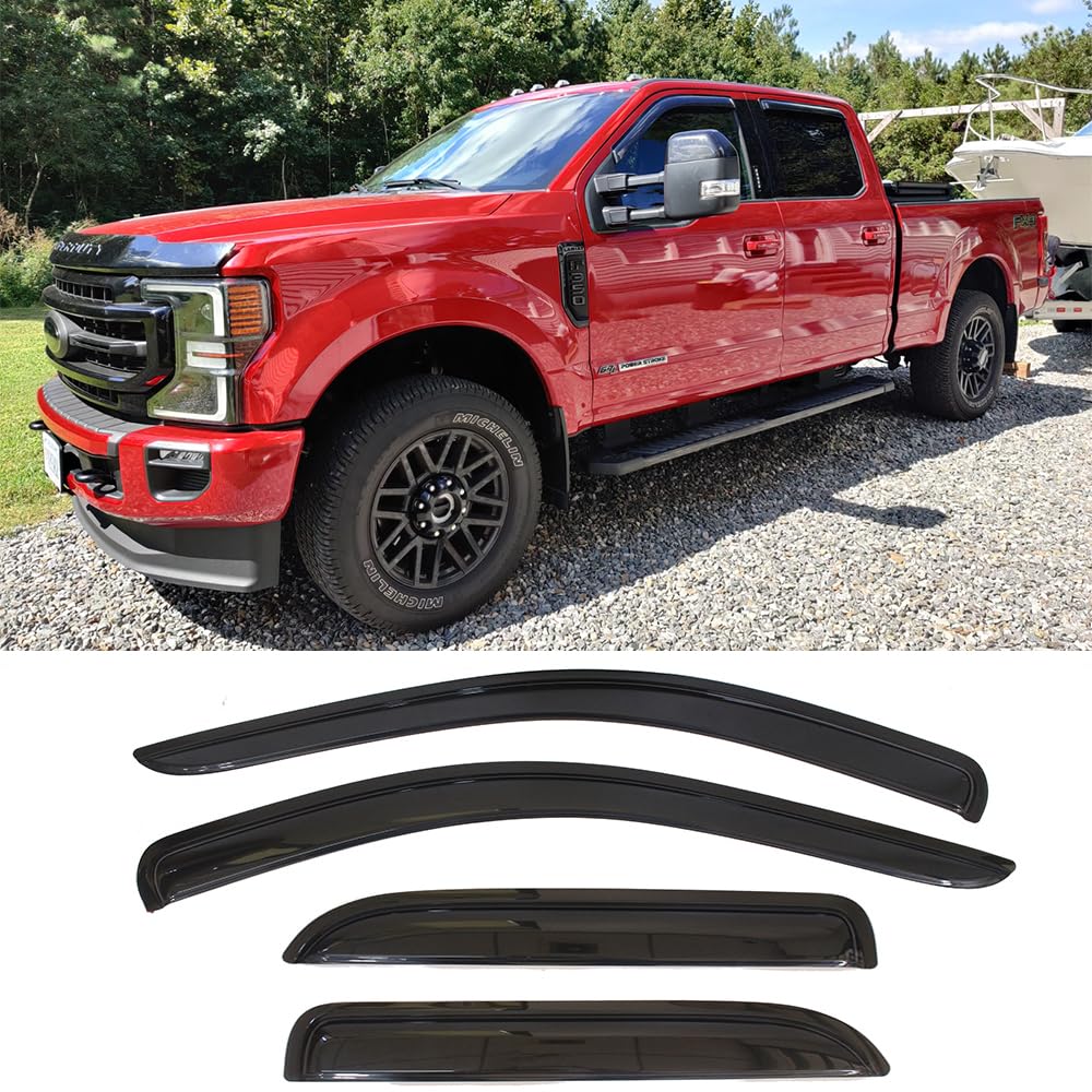 F150 Side Rear Window Deflector 94975 Side Window Visor Wind Deflector,4pcs Out-Channel Tape On Dark ...