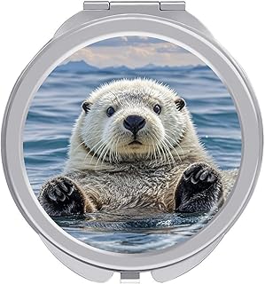 Sea Otter Travel Makeup Mirror Portable Compa...