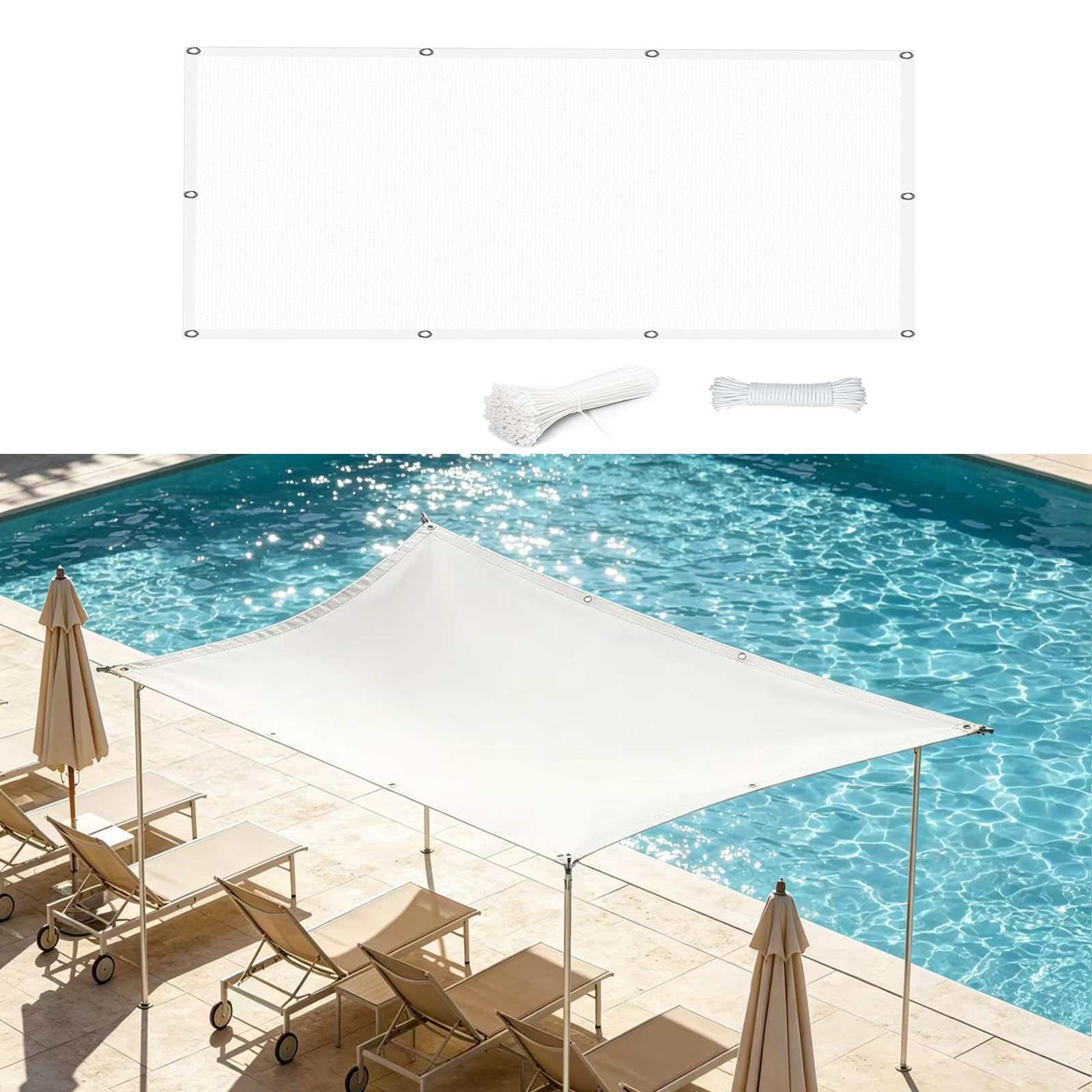 Vela parasol de jardín 1.5x2.4m toldo rectangular impermeable anti UV