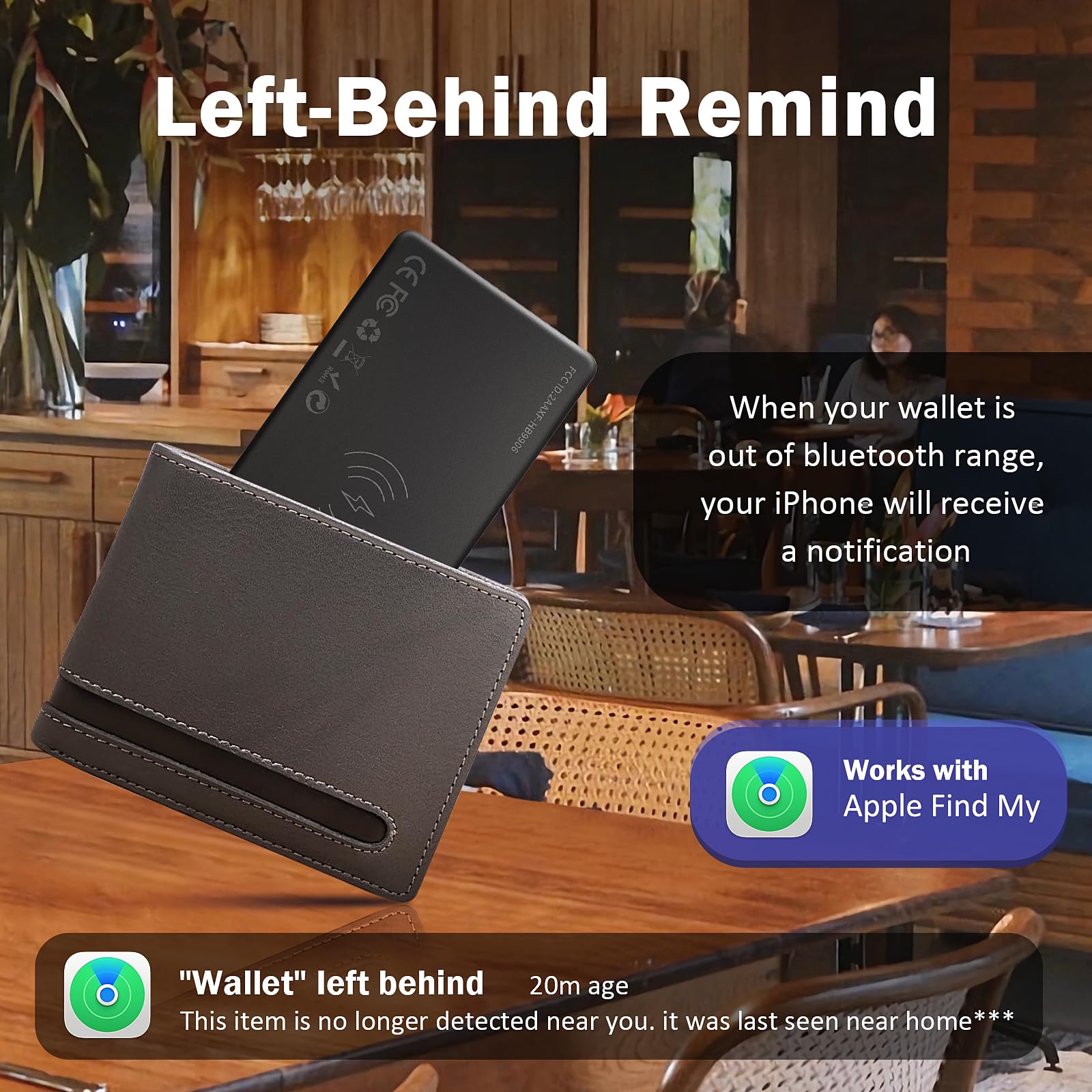 Wallet Tracker Carte, Air Traceur Tag Compatible Avec Apple Find My (iOS Uniquement), Ultra Mince Étanche Rechargeable Bluetooth Localisateurs D'objets Pour Portefeuille Clés Étiquettes De Bagages