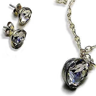 925 Silver Women's Earrings Necklace Set Swarovski Crystal embellished Pear Studs