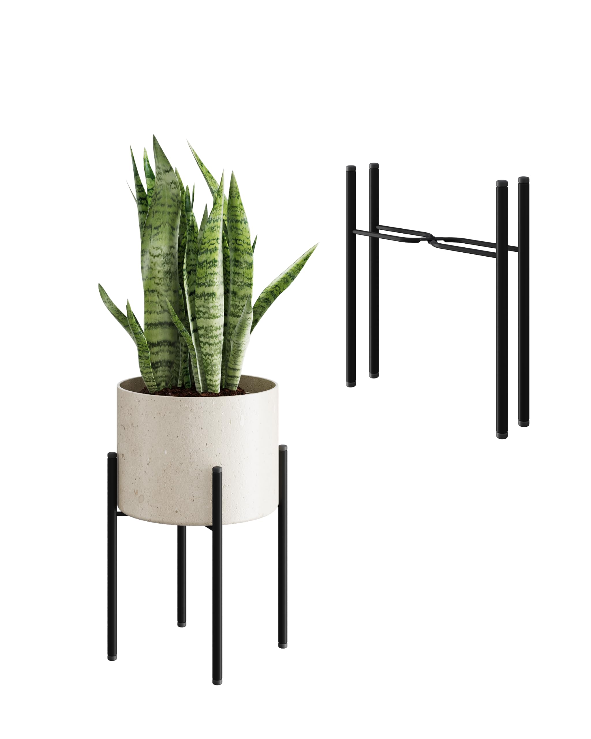 Bamworld Single Plant Stand Indoor Corner Plant Stand Metal Plant Holder Tall Flower stand Plant Stool Outdoor Small Plant Table Heavy-Duty Plant Riser 10 Inch Pots Mid Century Modern