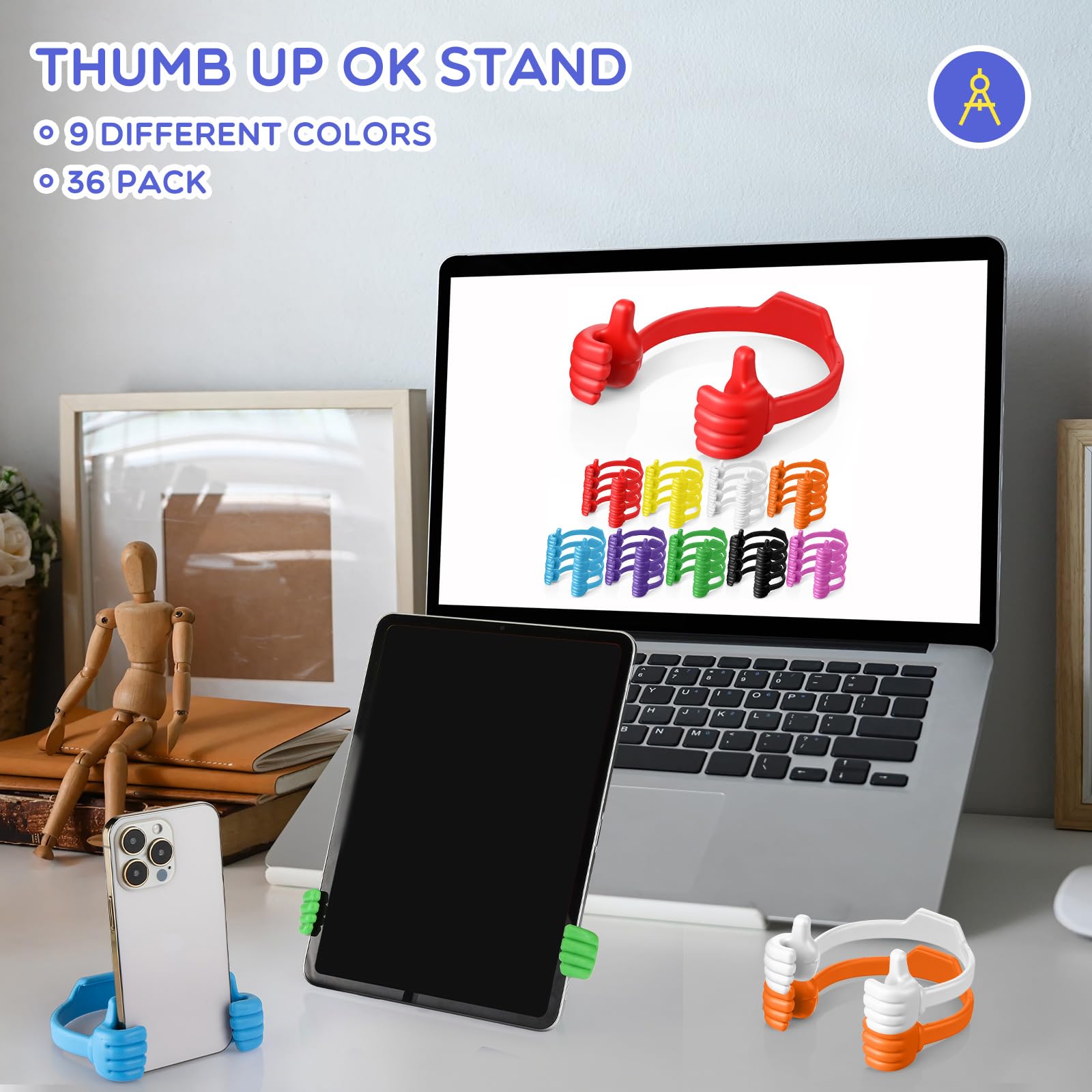 Yaomiao 50 supporti per telefono cellulare con pollice in alto, supporto per tablet, supporto regolabile per telefoni cellulari, smartphone, scrivania, ufficio, camera da letto, aereo, viaggi (colori