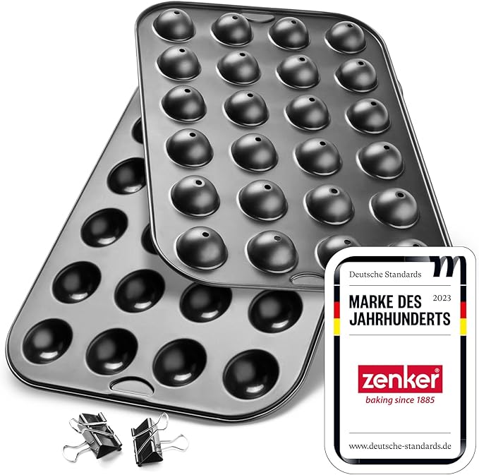 Zenker Cake-Pops Maker Set 38,5 x 26,5 cm SPECIAL CREATIVE, Backform für Kuchen am Stiel, inkl. Zubehör (Stiele, Tüten & Halter) (Farbe: Schwarz), Menge: 1 Stück