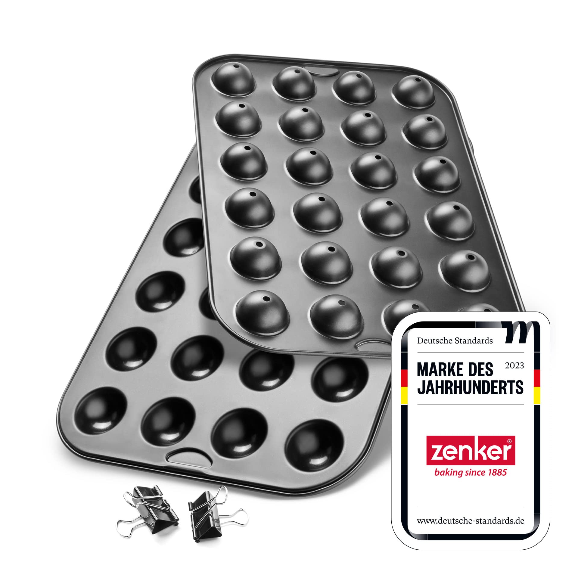 Zenker Cake-Pops Maker Set 38,5 x 26,5 cm SPECIAL CREATIVE, Backform für Kuchen am Stiel, inkl. Zubehör (Stiele, Tüten & Halter) (Farbe: Schwarz), Menge: 1 Stück