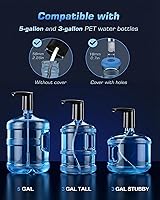 Vista 6 de Bomba dispensadora de agua recargable para botella de 5 galones, dispensador eléctrico USB-C de gran flujo de agua, bomba sumergible automática Negro
