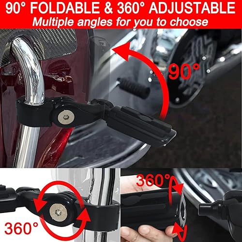 Miniatura 9 de Clavijas cortas en ángulo para autopista, reposapiés ajustables para Harley Davidson Touring Electra Road King Street Glide con protector de motor