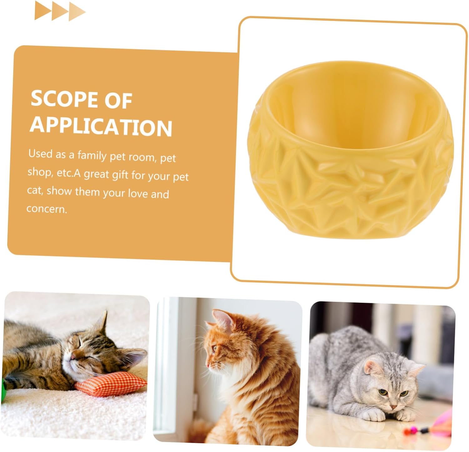 Totority Ceramic Cat Feeder Bowl Anti-tip Decorative Multi-Function Feeding Dish for Indoor Cats Smooth Clean Surface Comfortable Mealtime Pet Supply