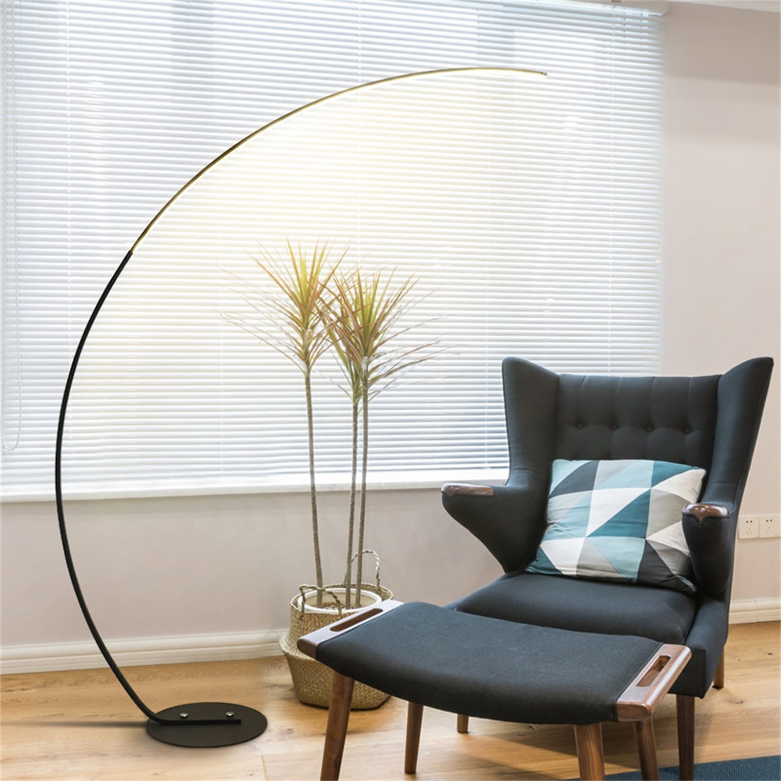 Lámpara de Pie LED Moderna de Arco - Regulable con 3 Temperaturas de Color, Ultrabrillante para Sala de Estar y Dormitorio con Control Remoto
