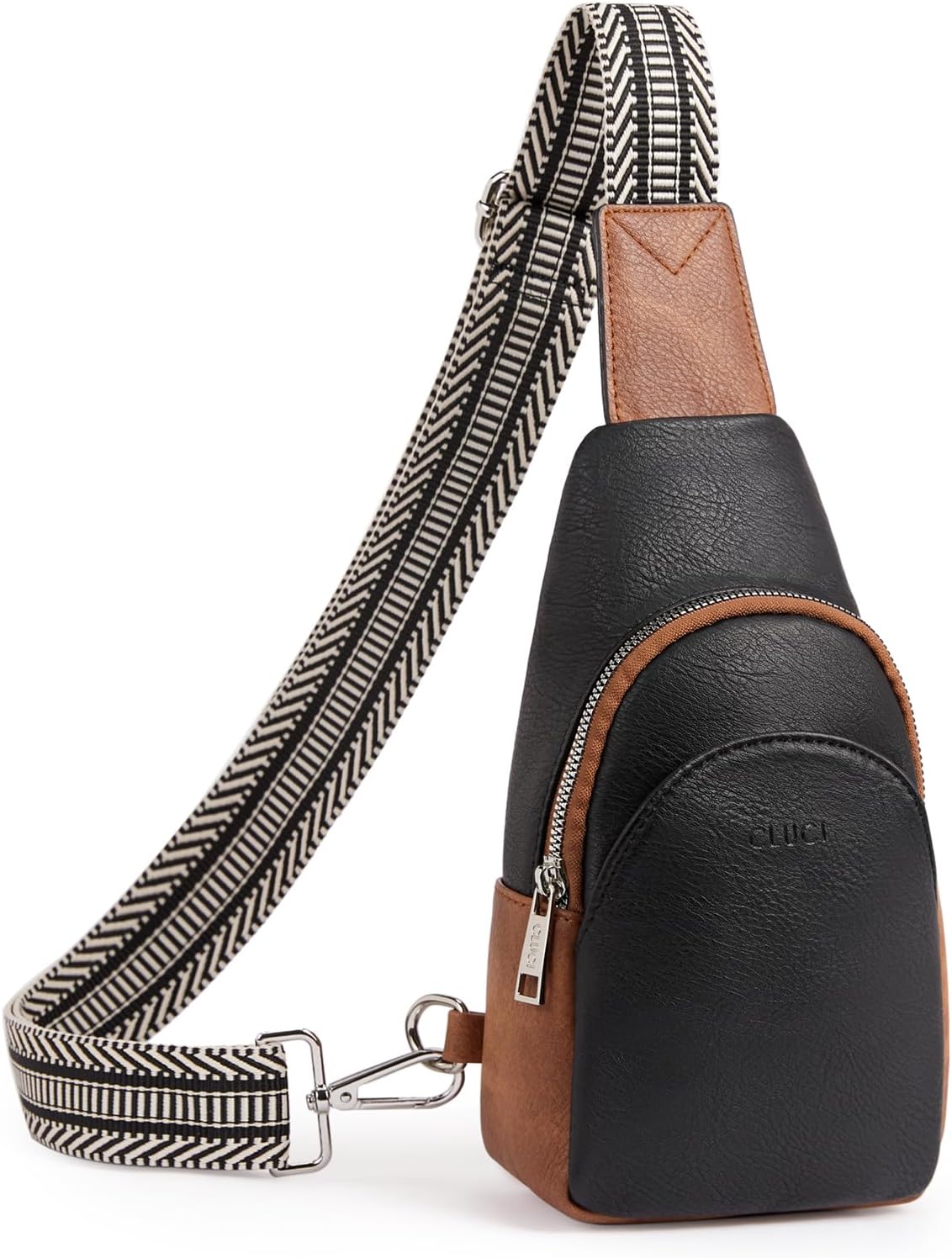 CLUCI Small Sling Bag for Women, Vegan Leather Fanny Pack Crossbody Bags for Women, Chest Bag With Guitar Strap