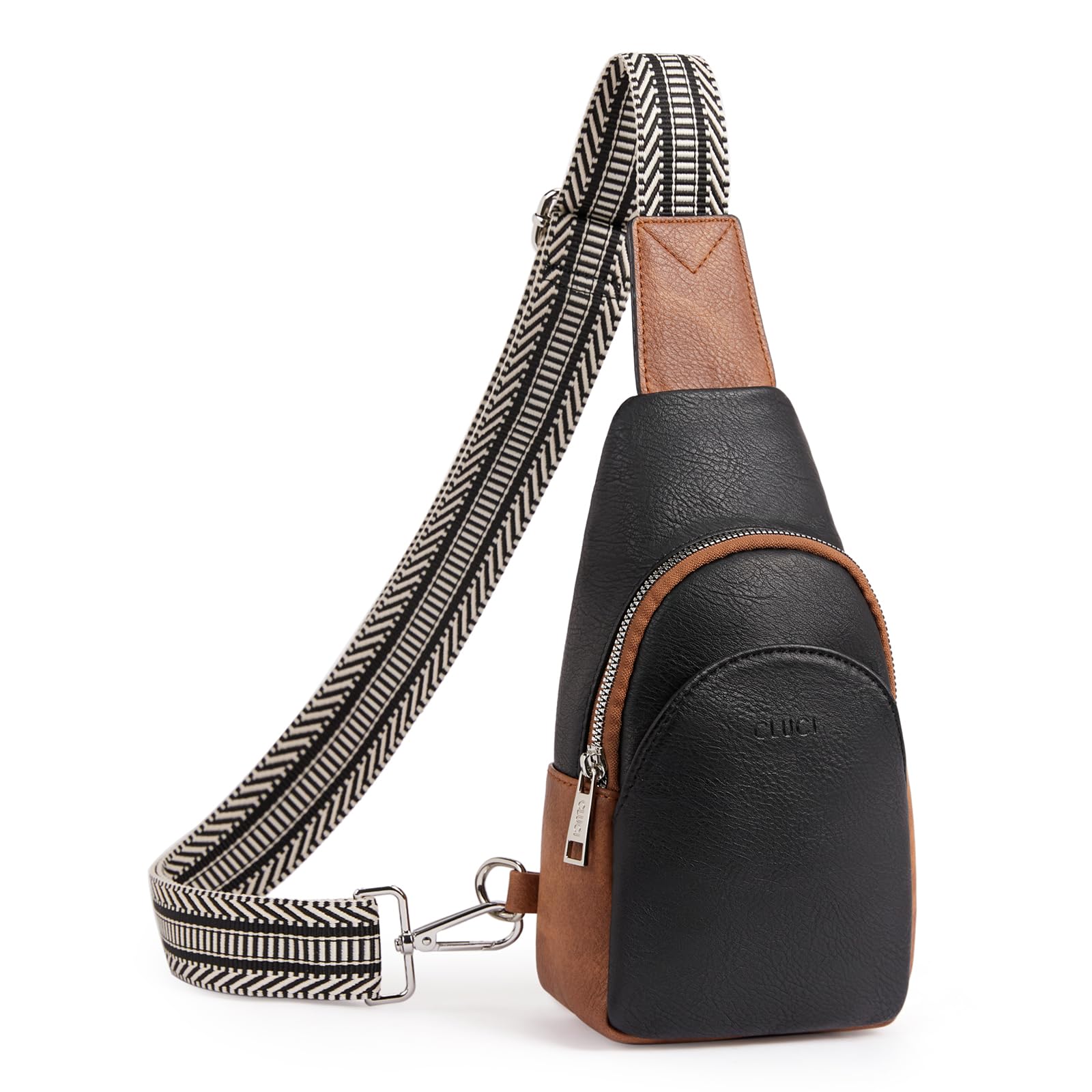 CLUCI Small Sling Bag for Women, Vegan Leather Fanny Pack Crossbody Bags for Women, Chest Bag With Guitar Strap