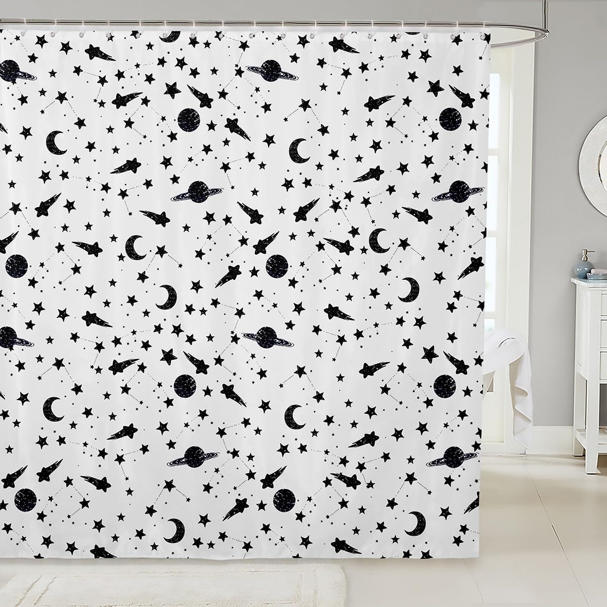 Manfei Aircraft Kids Shower Curtains,American Airplane Retro Bathroom Curtains for Girls Boys Adults,Air Vehicles Airplane Beige Black Vintage Waterproof Curtains,12 Hooks Suits,72" W x 84" L