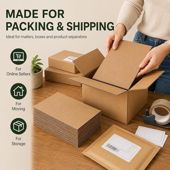 120 hojas de cartón corrugado tamaño 8.5 x 11 pulgadas, hojas de cartón kraft para manualidades, proyectos DIY, suministros de arte, inserciones para embalaje e impresión miniatura 6