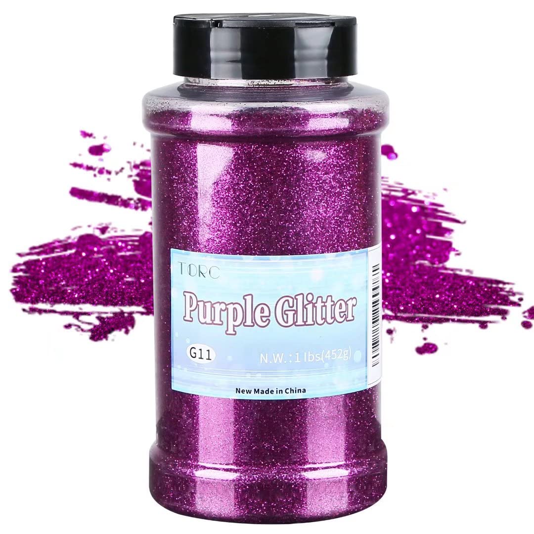 TORC Purple Fine Glitter 1 Pound 16 OZ Glitter Powder for Tumblers Resin Crafts Slime Cosmetic Nail Painting Festival Decoration