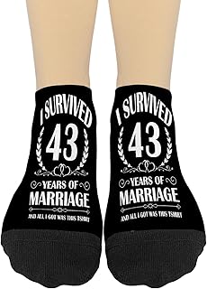 I Surviveds 43 Years Of Marriage 43rd Weddings Anniversarys No Show Socks Womens Short Sock Womens Athletic Crew Sock TrendySock