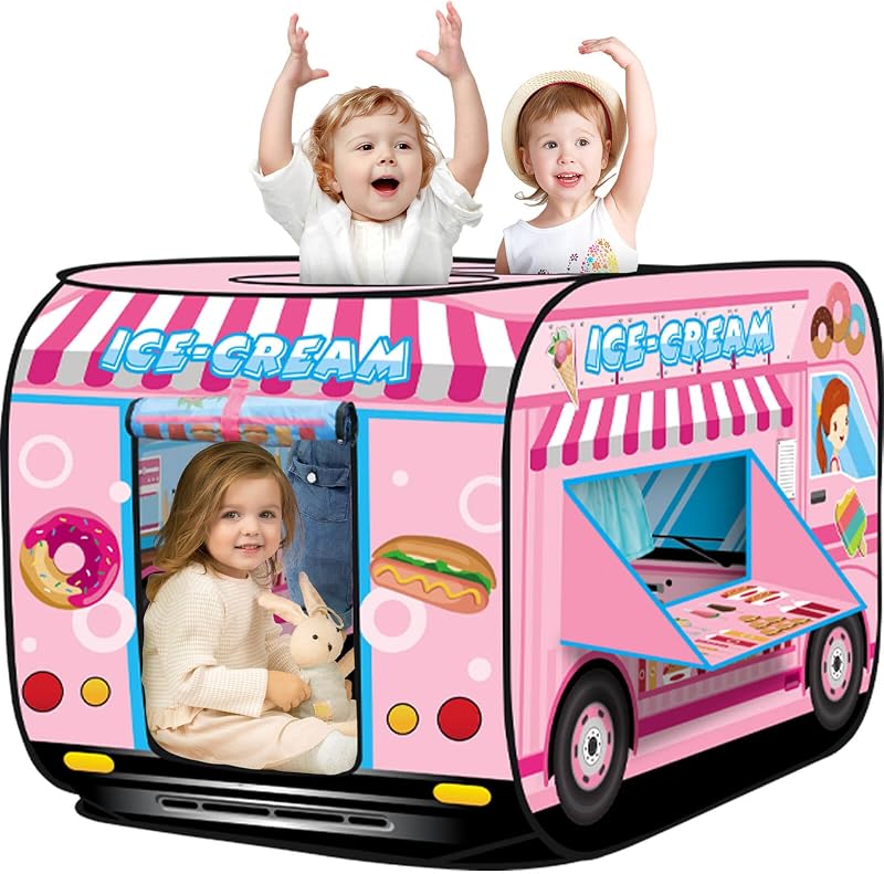 Ice Cream Pop Up Tent Kids, Indoor Outdoor Playhouse Toy for 3+ | Play Tents for Kids 3-5, Indoor Outdoor Playhouse Toy, Easy Setup, Portable Foldable, Toys for 3 + Year Old