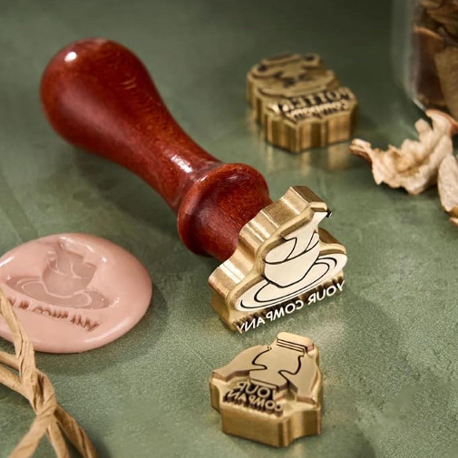 Strumento for la creazione di loghi in ceramica, timbro personalizzato for la firma in ceramica, timbro in ottone e argilla con manico in legno Timbro fatto a mano(1.5 Inches)