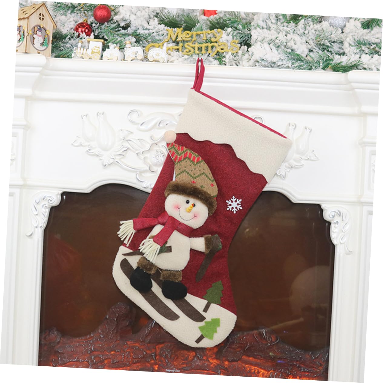 3stücke Weihnachtsstrümpfe Mit Schneemann Weihnachtsmann Und Elch Motiven Süßigkeitenstrümpfe Für Geschenke Und Snacks Bemalte Geschenktüte Als Hängedekoration Für Festivals Und He
