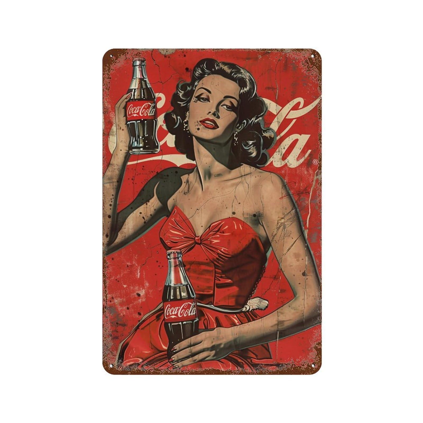 FHUYEURHRY Coca Cola Pin Up Girl 04 Wall Decor Retro Iron Vintage Art Metal Tin Sign Poster Modern Home Cofffee Club Art Bar Shop Decorations Style-37 30x20cm