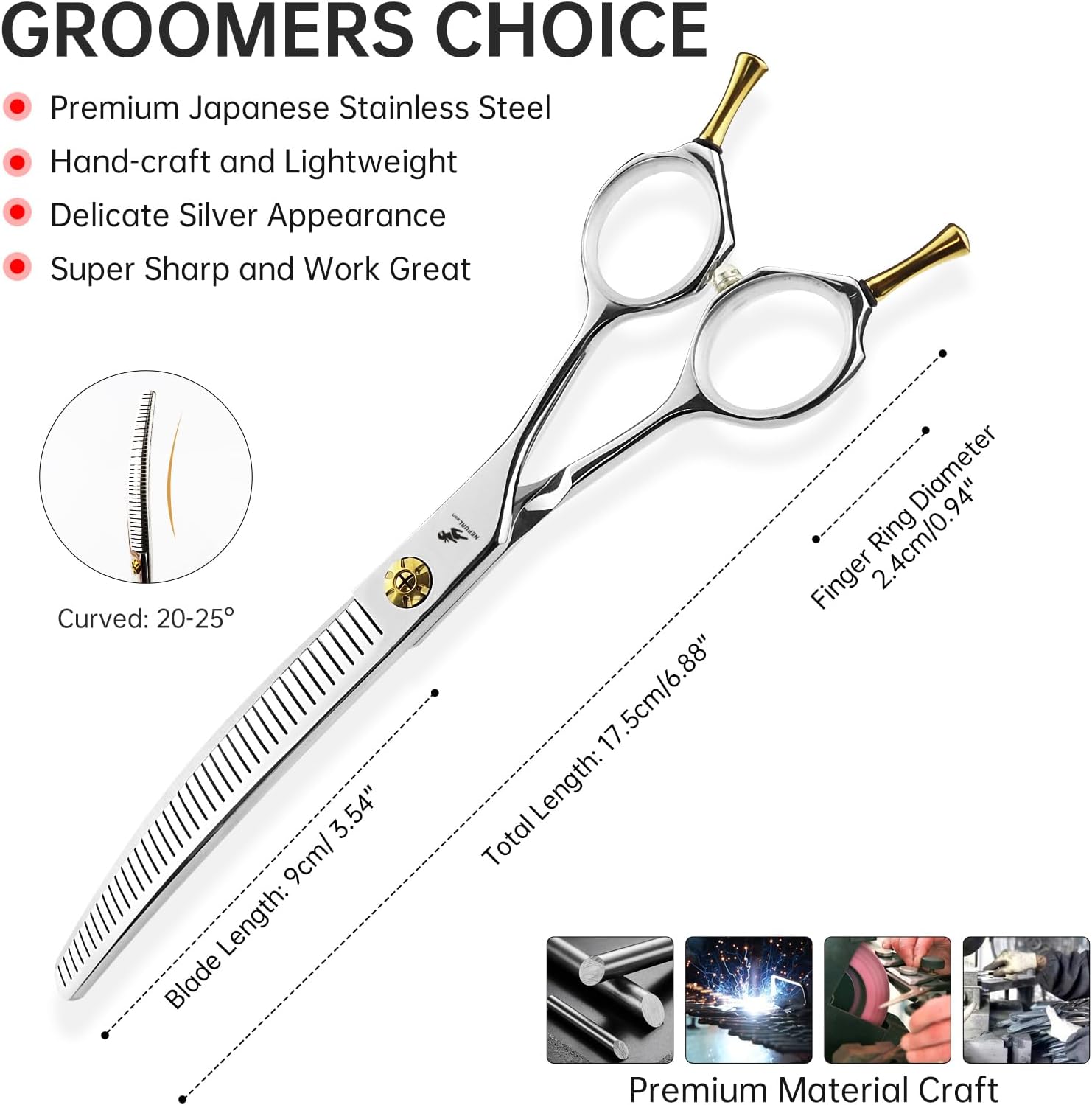 NEPURLson 7.25-inch Crank Hair Clipper is Specially Designed for Right-Handed pet Groomers and is Used for Trimming the Hair of Cats and Dogs. The Scissors are Lightweight.