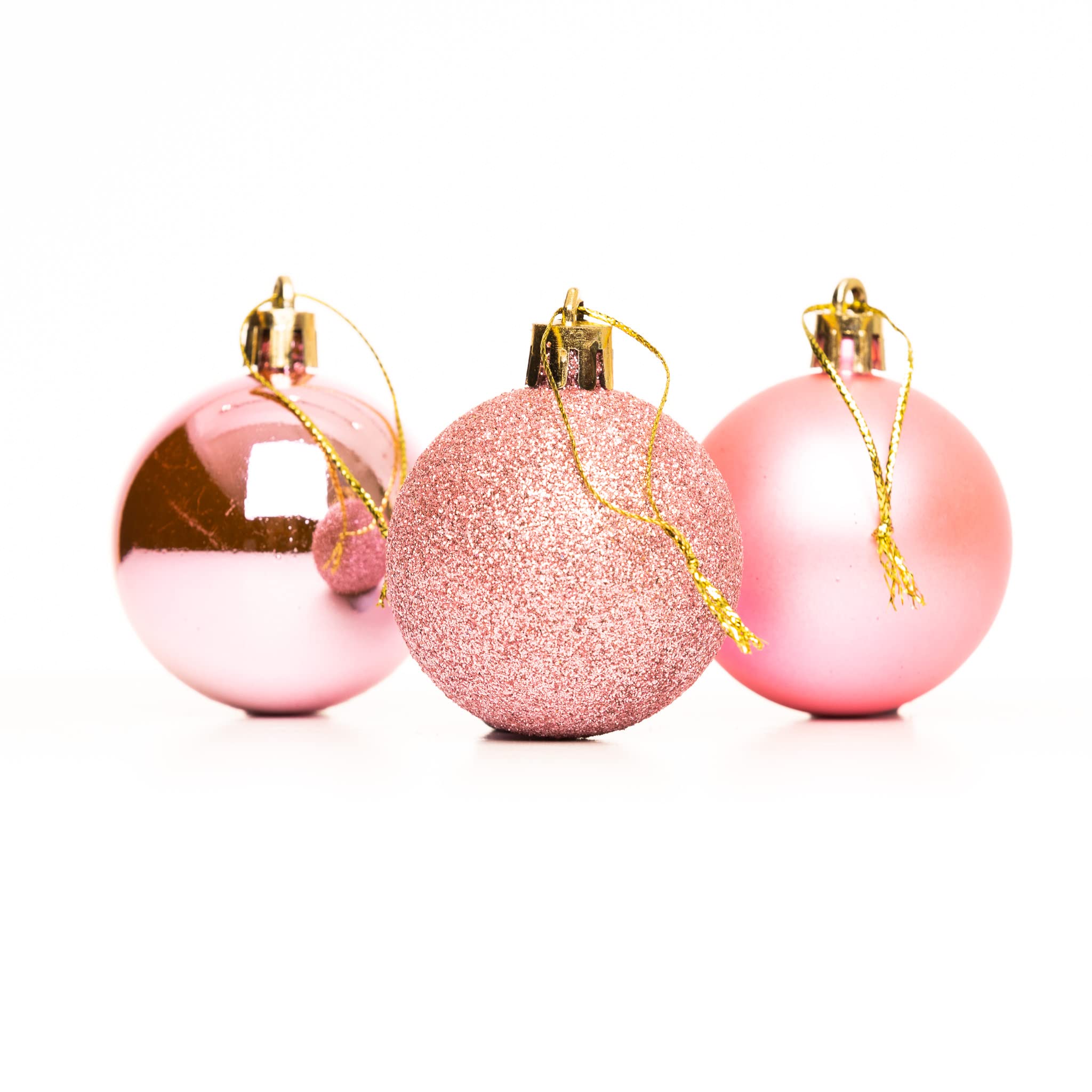 50mm/24Pcs Christmas Baubles Shatterproof Pale Pink, Christmas Tree Decorations Ball Ornaments Balls Xmas Hanging Decorations Holiday Decor - Shiny,Matte,Glitter