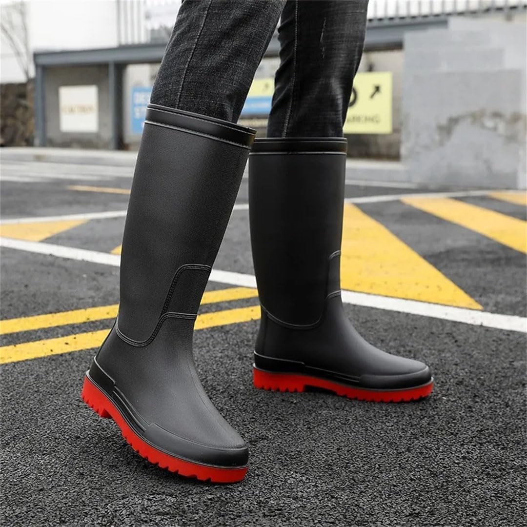 Men's Rain Shoes Adult Mid Length Water Shoes, Soft And Non Slip Thick Soles Rain Boots