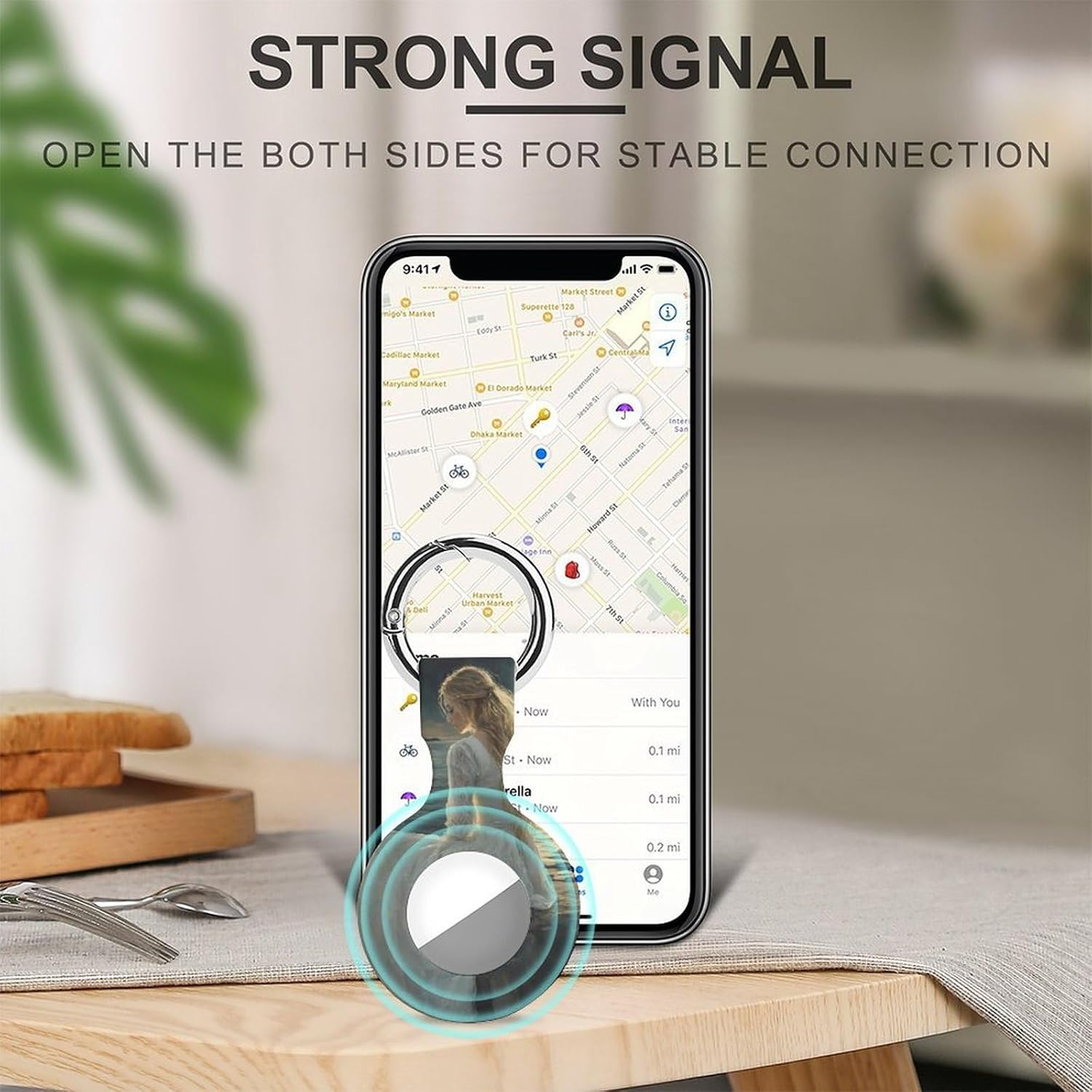 Witch Woman Moon Beach Funny Cover Compatible with AirTag Case Protector GPS Tracker Holder with Keychain