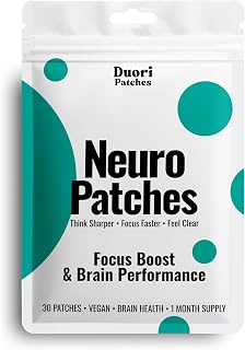 Neuro Patch - Focus & Brain Support - Natural Caffeine + L-Theanine + Rhodiola + Black Pepper Extract - Sugar Free Nootropic Cognitive Brain Focus Patch - 30 Pieces