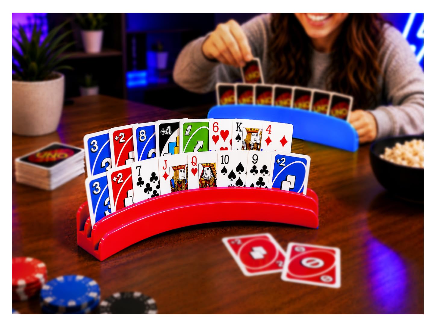 3-Tier Playing Cards Holder for Kids & Adults – Curved Card Rack Stand – Hands-Free Playing Card Organizer for UNO, Poker, Rummy & Family Game Nights – Durable Card Holder for Easy Viewing-image-46