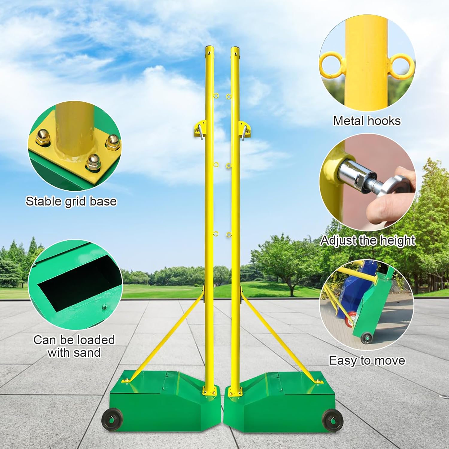 Badminton Net Frame Poles - Badminton Poles & Net for Backyard School,Indoor Outdoor Heavy Duty Badminton Post Set, Outdoor Badmintons Net Stand with Base, for Adult Kids Training