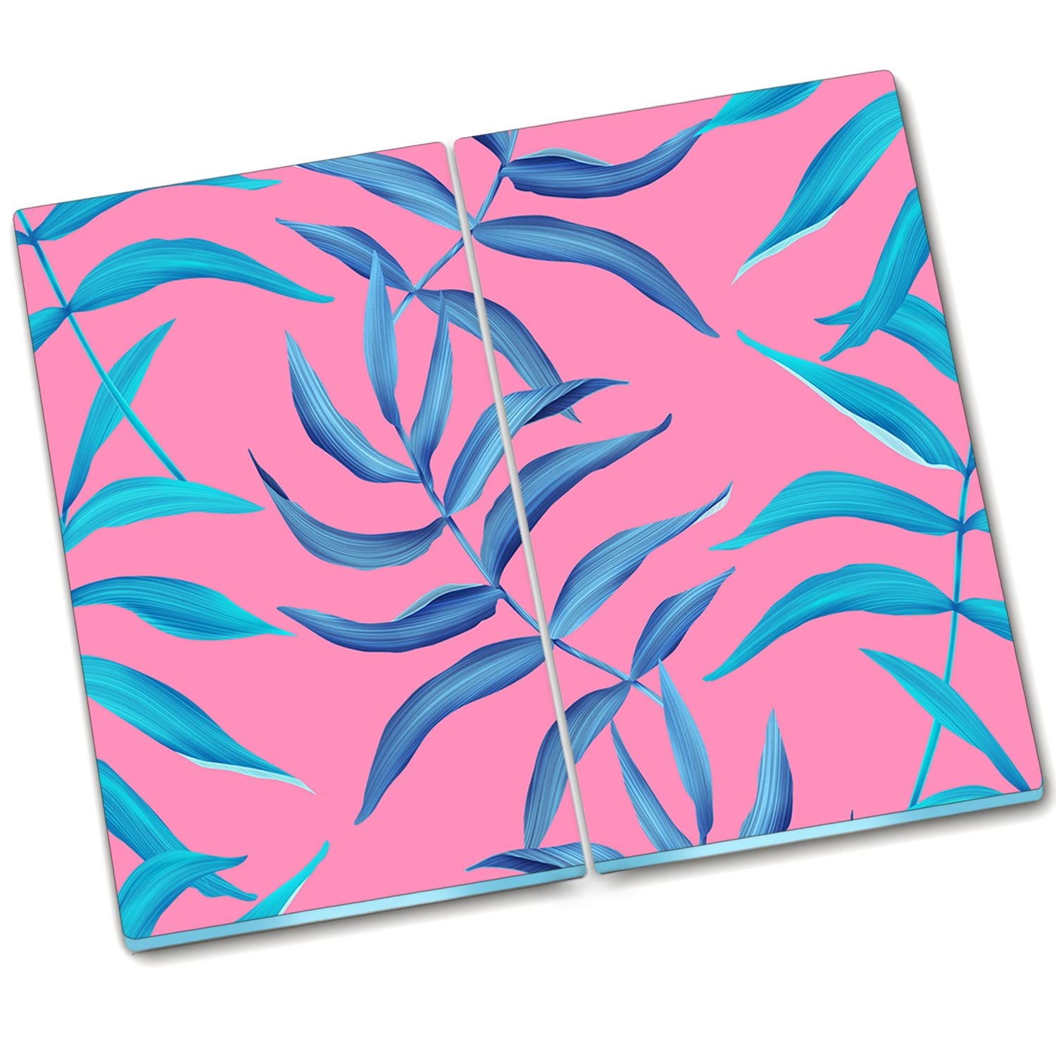 Planches à découper en verre durci Décormat protège-plaque de cuisson 2x30x52 cm feuilles tropicales