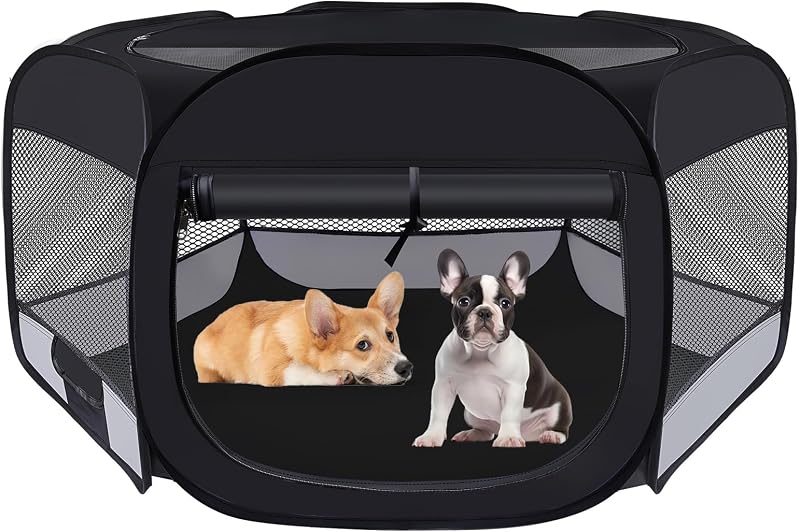 Dog Cat Playpen, Pet Puppy Playpen, Puppy Dog Play Pen for Indoors(Grey, S) | Portable Dog Playpen, Puppy Dog Cat Play Pen for Indoors Kitten Playpen, Collapsible Small Cats Crate Cage for Small Dogs