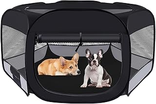 Dog Cat Playpen,Portable Pet Puppy Playpen,Rabbit Puppy Dog Play Pen for Indoors,Dogs Tent for Indoor Cats,Kitten Playpen,Collapsible Small Cats Crate Cage for Small Dogs with Carrying Case(Grey, S)