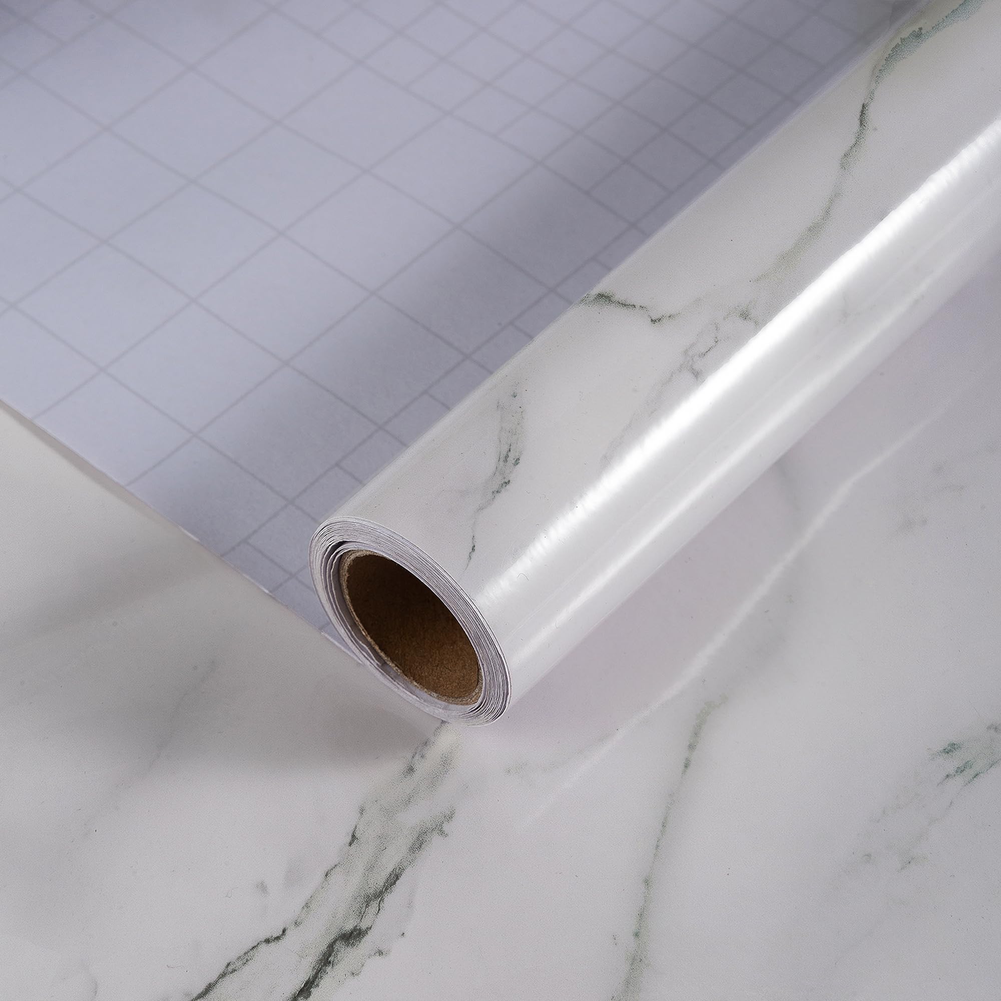 JSEVEM 80CM×4M Extra Wide Thick White Grey Pattern Marble Wallpaper Peel and Stick Self Adhesive Vinyl Wrap Waterproof Gray Granite Contact Paper Sticky Back Plastic Worktop Wall Stickers for Bedroom