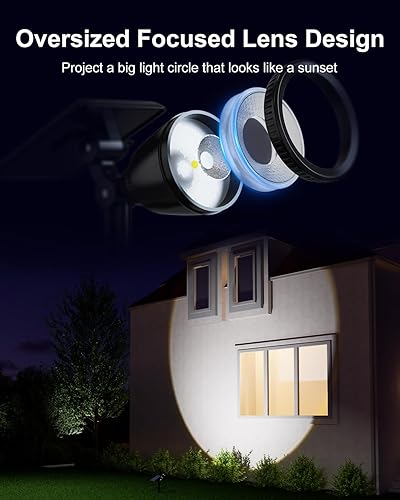 Miniatura 2 de FALOVE Focos solares para exteriores, IP67, impermeable, funciona con energía solar, luces para exteriores, lámpara de proyección de puesta de sol,