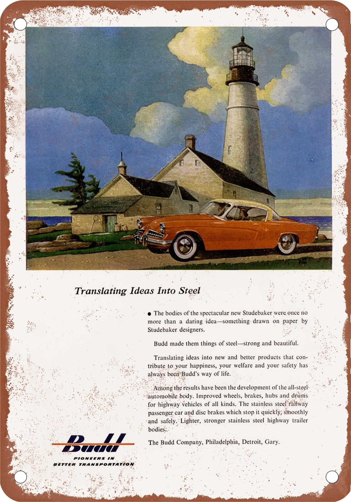 METAL SIGN - 1954 Studebaker Vintage Ad 03 - Old Retro Rusty Look home decor
