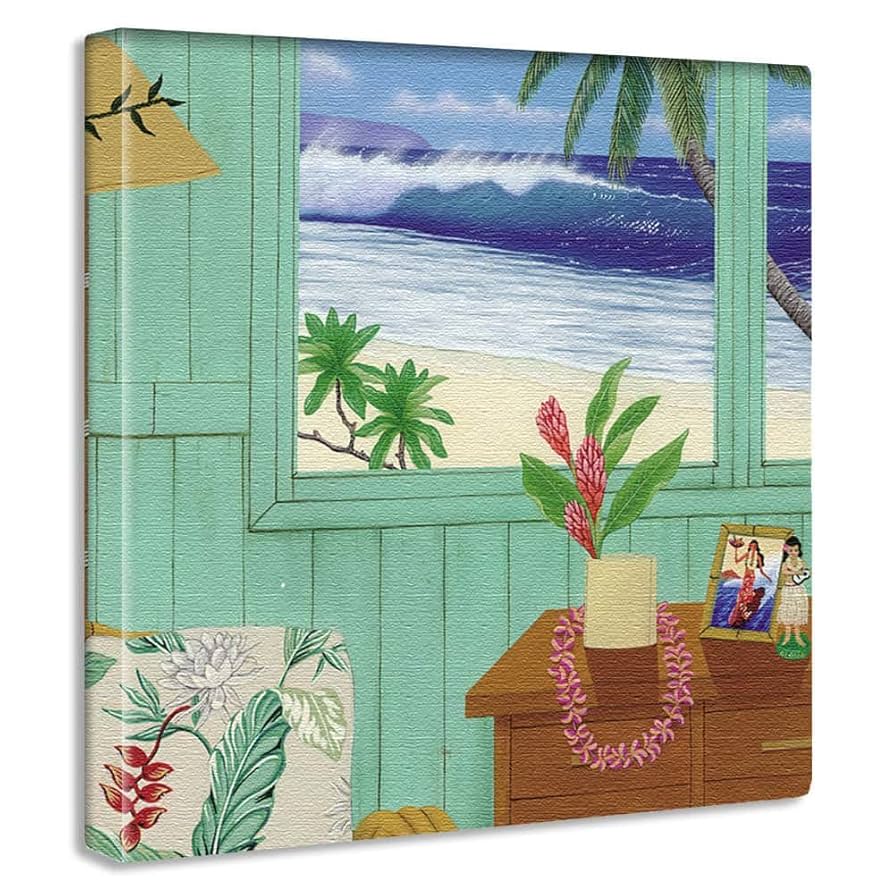 ５枚セット　油絵　インテリア　絵　ハンドメイド　アート　ハワイ　ロンハーマン Amazon.co.jp: ハワイ アロハ アートパネル 15cm × 15cm Sサイズ