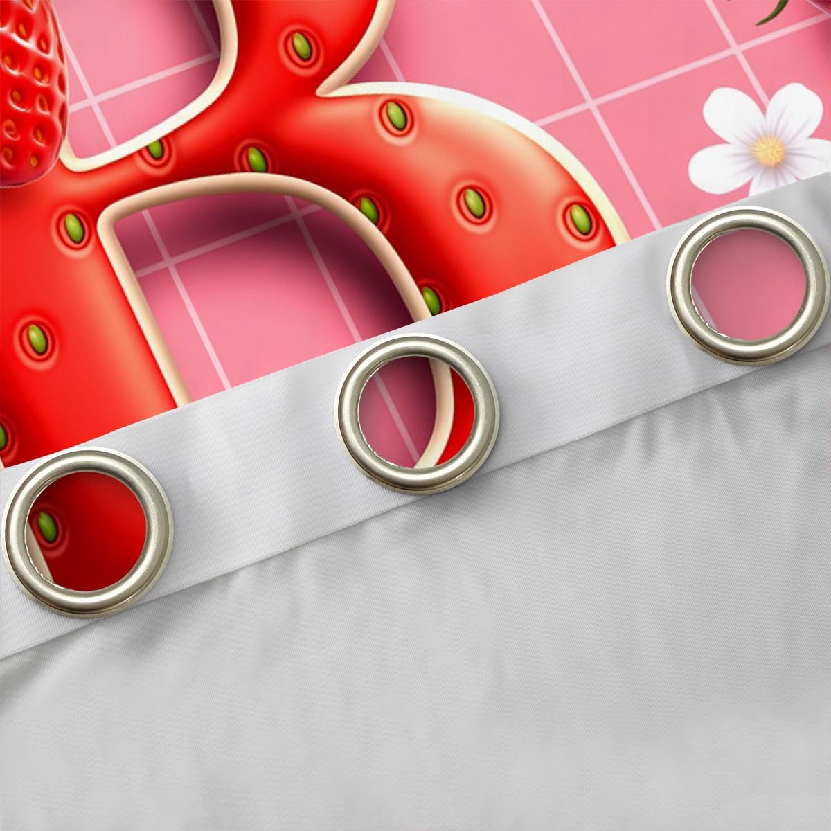 Homemissing Trattamenti per finestre con fragole 3D, 2 pannelli L 132 x L 90 tende oscuranti fragole rosse personalizzate lettera B decorazione della stanza tende floreali carine per camera da letto