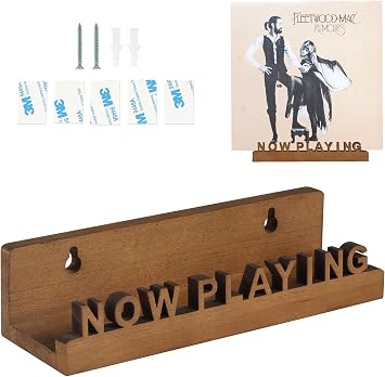 Now Playing 12" Pinewood Vinyl Record Wall Mount Stand
